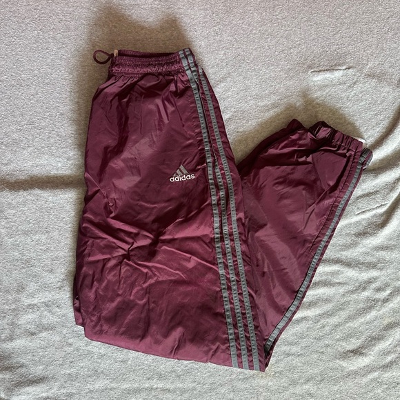 adidas Pants - Vintage Adidas Winter Lined Maroon Joggers